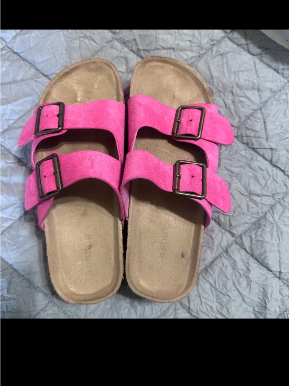 BAMBOO Hot Pink Dual Buckle Platform Sandals
